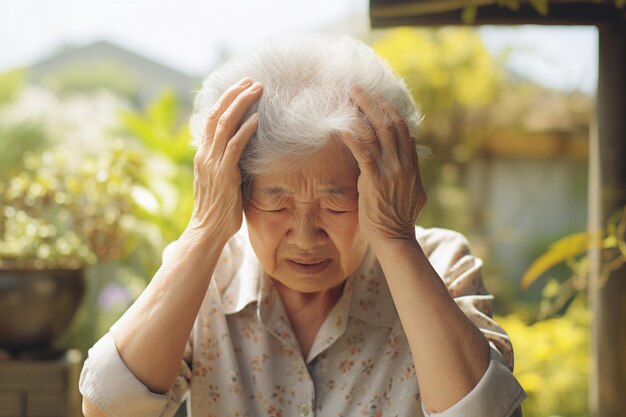 Mulher doente com sintomas da doença de Alzheimer