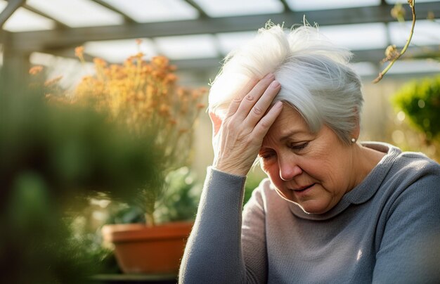 Foto mulher doente com sintomas da doença de alzheimer