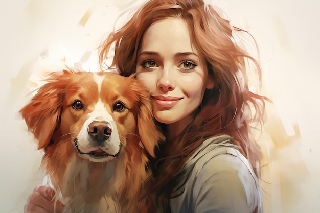 Mulher e cachorro em um retrato comovente Generative Ai
