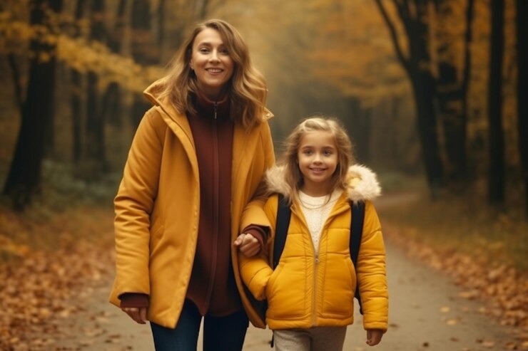 Foto mulher e menina na natureza.