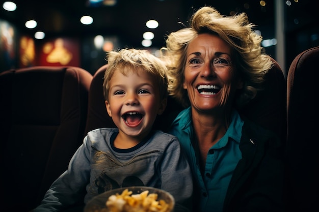 Mulher e neto no Cinema AI