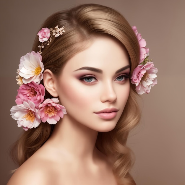 mulher elegante ilustração mulher com flores