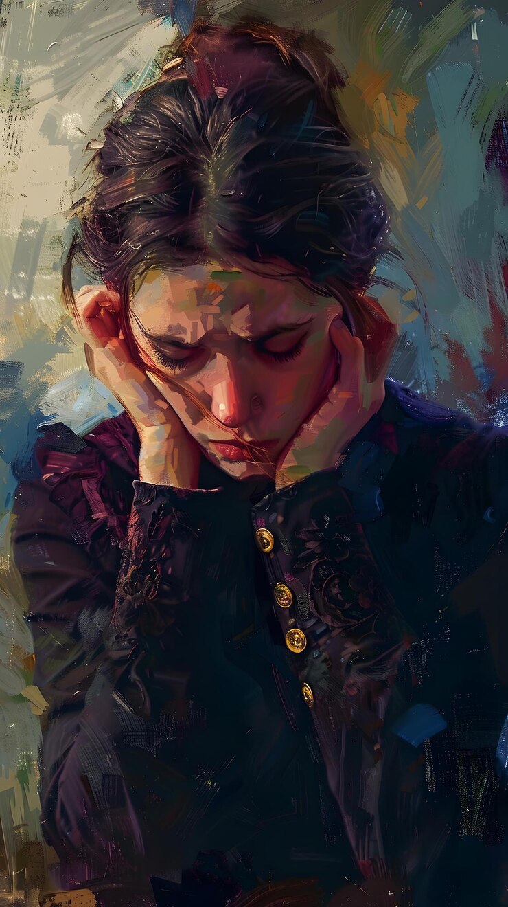 Mulher em Dor Um Retrato de Arte Digital