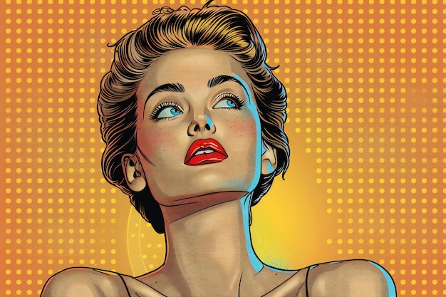 Mulher em ilustração de arte pop de alta qualidade