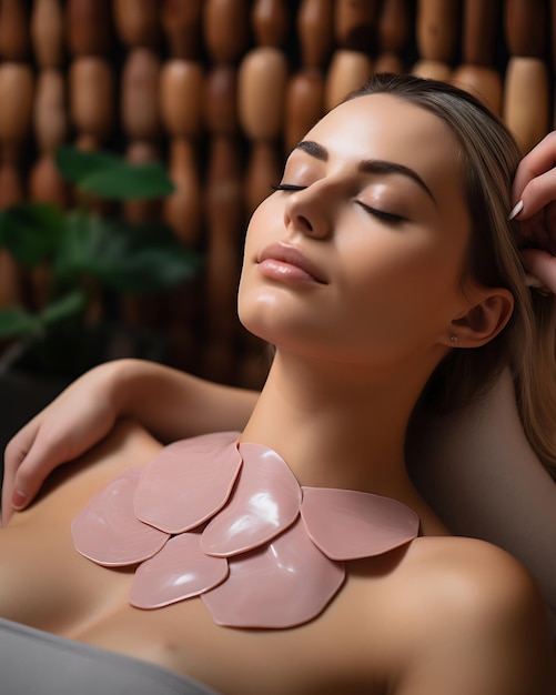 Foto mulher em procedimento facial de gua sha