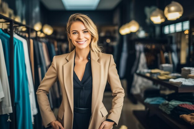 Mulher empreendedora do setor de roupas transmite mudanças nas tendências
