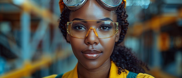 Mulher engenheira trabalhadora mulher afro-americana na fábrica verificação no armazém da fábrica oficina para operadores de fábrica formação técnica para engenheiros fábricas de negócios