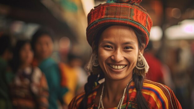 Mulher equatoriana radiante de alegria GENERAR IA