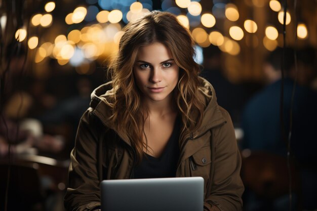 Mulher estudando com um laptop e livros