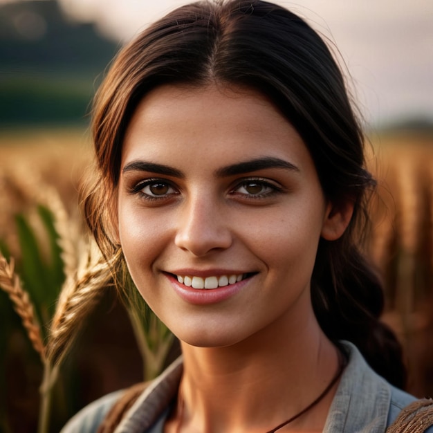 Mulher fazendeira sorrindo