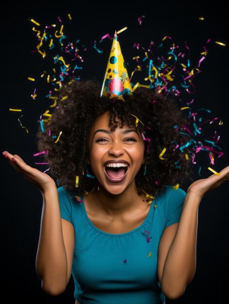 Foto mulher feliz celebrando em um fundo sólido