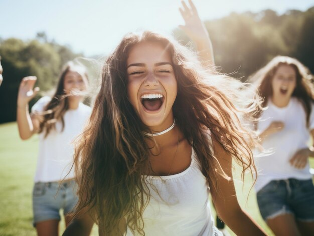 Foto mulher feliz comemorando uma bela vida