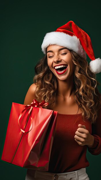 Mulher feliz fazendo compras no Natal