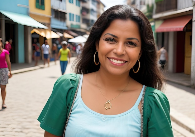 Foto mulher feliz na rua