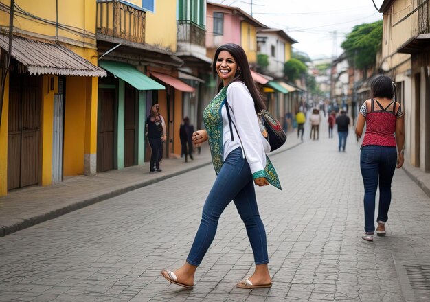 Foto mulher feliz na rua