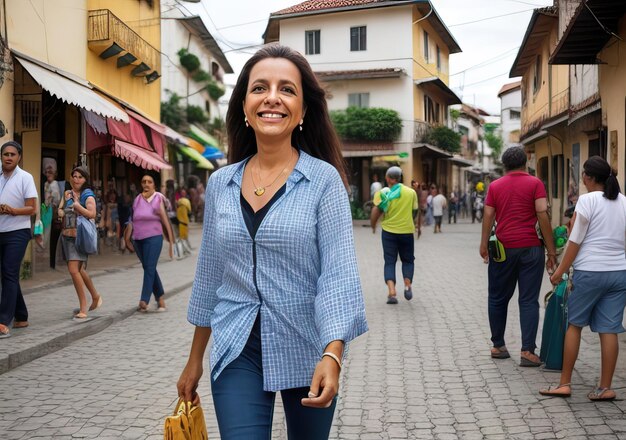 Foto mulher feliz na rua