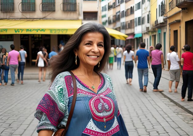 Foto mulher feliz na rua