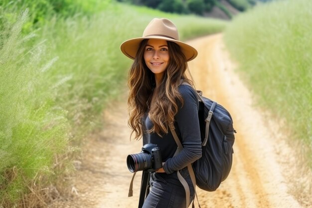 mulher feliz que gosta de esportes ao ar livre e de um estilo de vida ativo, juntamente com o otimismo