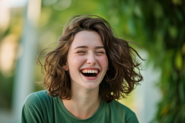 Mulher feliz sorrindo