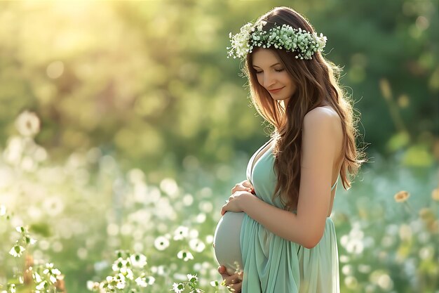 Mulher grávida beleza ao ar livre