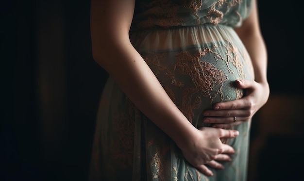 mulher grávida com as mãos na barriga uma nova mãe Generative AI