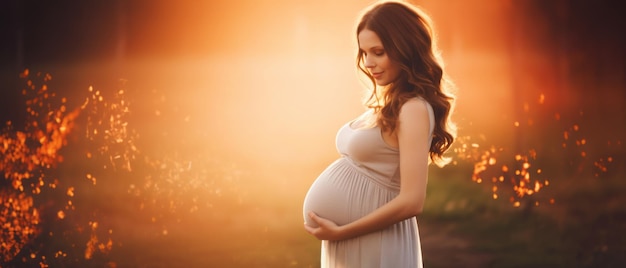 Mulher grávida com fundo desfocado IA generativa