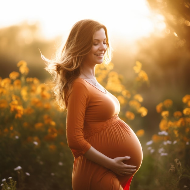 Mulher grávida com fundo desfocado IA generativa