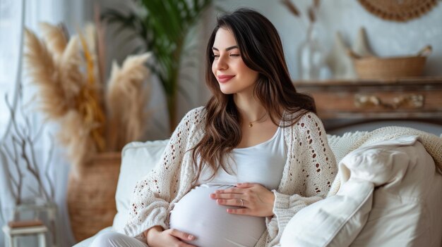 Mulher grávida em casa