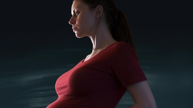 Mulher grávida segurando sua barriga