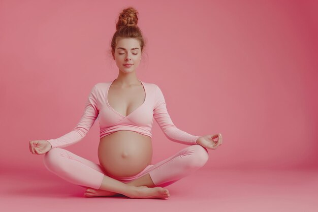 Mulher grávida serena praticando ioga pré-natal