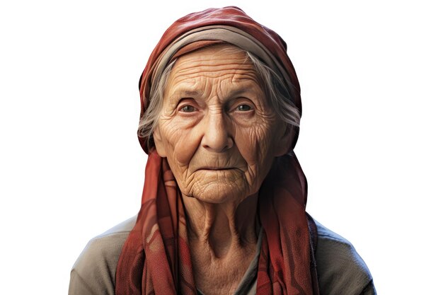 Mulher idosa isolada em fundo branco