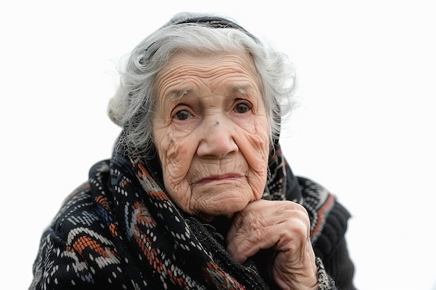 Mulher idosa italiana com fundo branco
