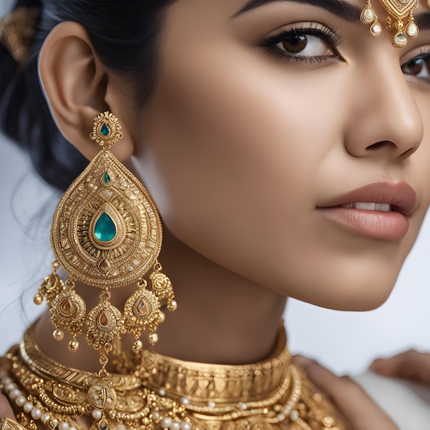 mulher indiana vestindo joias de ouro