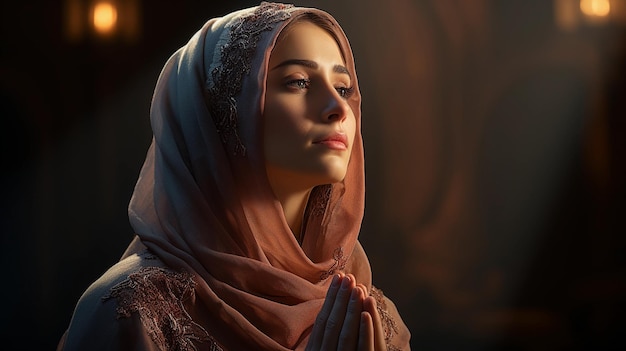 Foto mulher islâmica a rezar