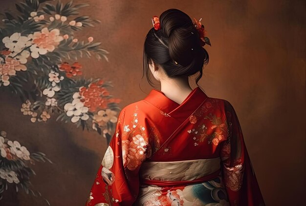 Mulher japonesa de kimono