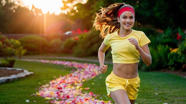 Foto mulher jovem a correr ao ar livre