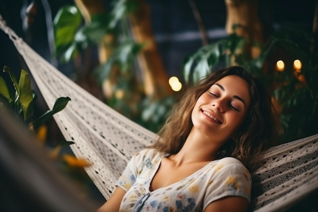 Foto mulher jovem a relaxar em casa.