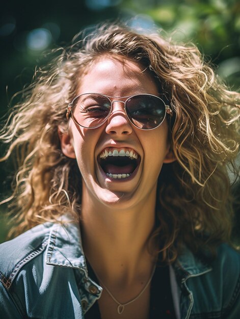 Mulher jovem a sorrir.