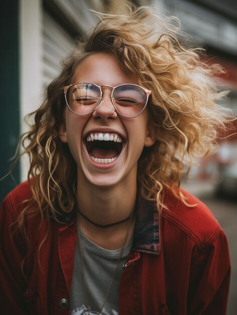 Foto mulher jovem a sorrir.