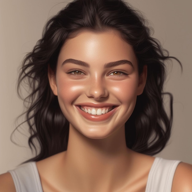 Foto mulher jovem a sorrir.