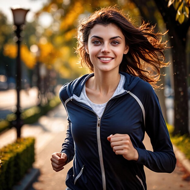 Foto mulher jovem atlética jogging e correndo para o exercício