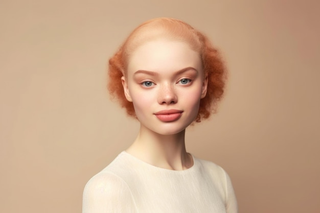 Mulher jovem com AI de cabelo vermelho
