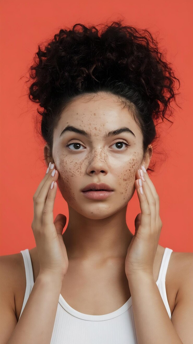 Foto mulher jovem com pele problemática