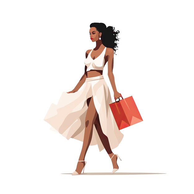 Foto mulher jovem com sacos de compras ilustração vetorial em estilo plano