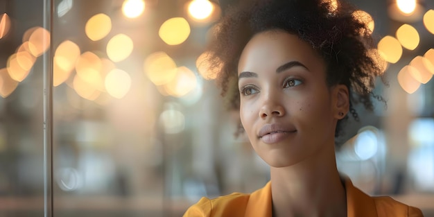 Foto mulher jovem confiante negocia com sucesso um acordo de negócios favorável para sua empresa conceito sucesso de negócios habilidades de negociação jovem profissional carreira de realização finanças corporativas