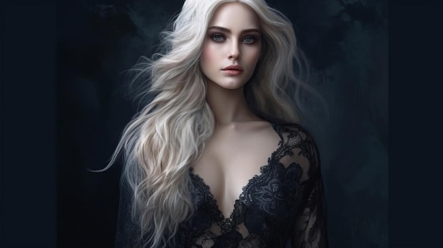Mulher jovem e bonita com longos cabelos loiros Retrato de uma menina com maquiagem e penteadogenerative ai