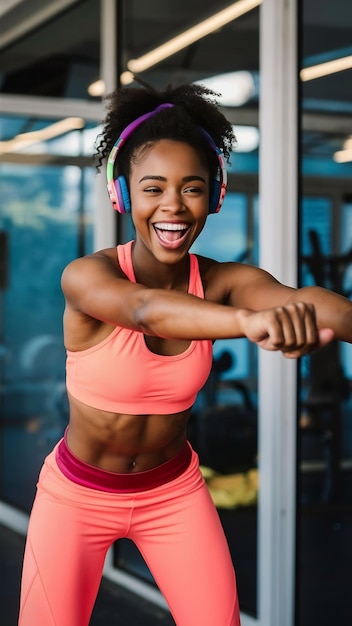 Mulher jovem feliz em roupas de fitness