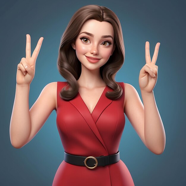 Foto mulher jovem jane mostrando o sinal ok emoções positivas com gestos ilustração de personagens de vetores 3d