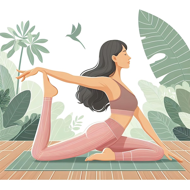 Mulher jovem pratica ioga Prática física e espiritual Ilustração vetorial