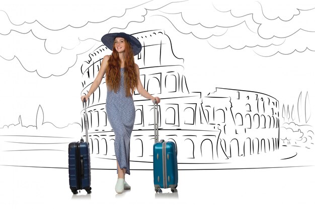 Mulher jovem, viajar, para, roma, em, itália